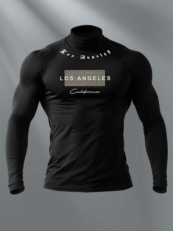Men's High Neck Long Sleeve Slim Fit Warm Top, Casual Winter Wear, Moderate Fabric Thickness, Perfect for Cold Weather...