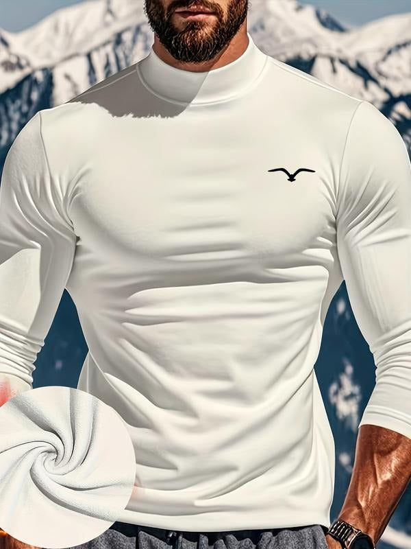 Men's High Neck Long Sleeve Slim Fit Warm Top, Casual Winter Wear, Moderate Fabric Thickness, Perfect for Cold Weather...