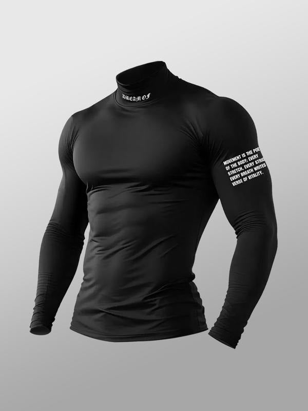 Men's High Neck Long Sleeve Slim Fit Warm Top, Casual Winter Wear, Moderate Fabric Thickness, Perfect for Cold Weather...
