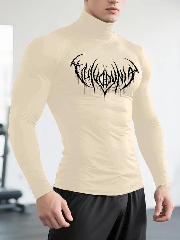Men's High Neck Long Sleeve Slim Fit Warm Top, Casual Winter Wear, Moderate Fabric Thickness, Perfect for Cold Weather...