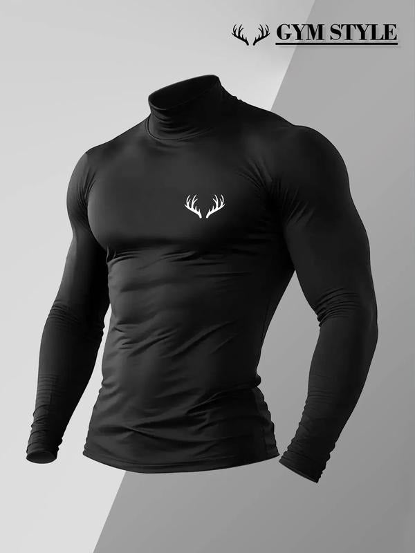 Men's High Neck Long Sleeve Slim Fit Warm Top, Casual Winter Wear, Moderate Fabric Thickness, Perfect for Cold Weather...