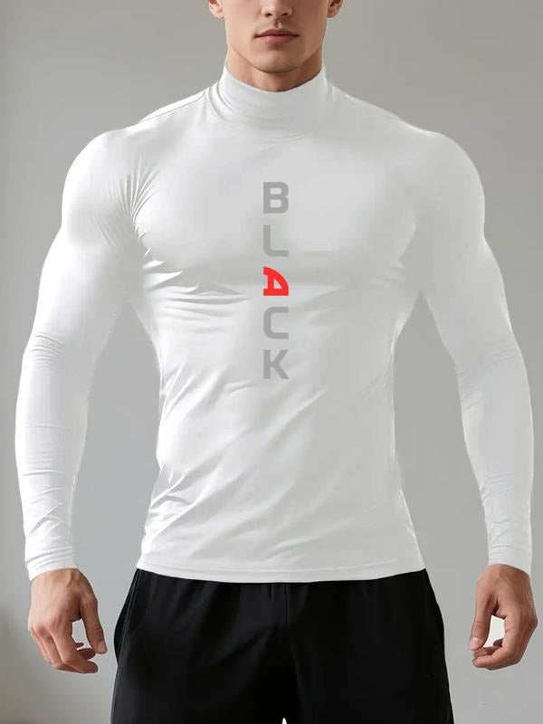 Men's High Neck Long Sleeve Slim Fit Warm Top, Casual Winter Wear, Moderate Fabric Thickness, Perfect for Cold Weather...