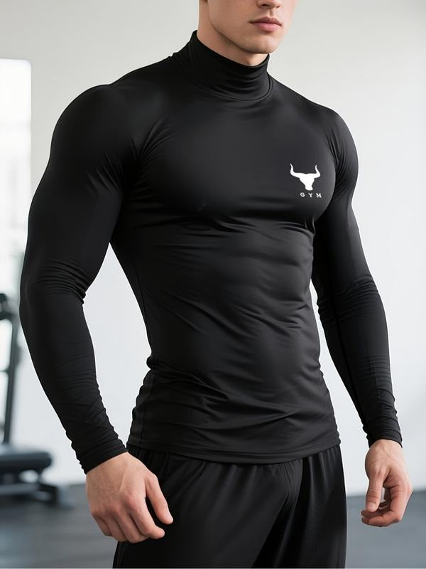 Men's High Neck Long Sleeve Slim Fit Warm Top, Casual Winter Wear, Moderate Fabric Thickness, Perfect for Cold Weather,...