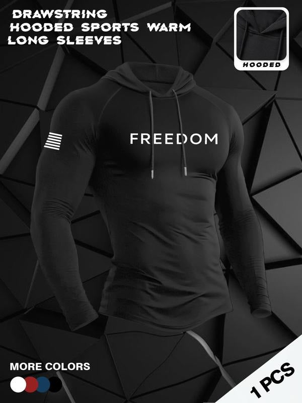 Men's Hooded Long Sleeve T-Shirt, Casual Loose-Fit Kint Fabric, Thick Material for Fall & Winter, H-Type Silhouette...