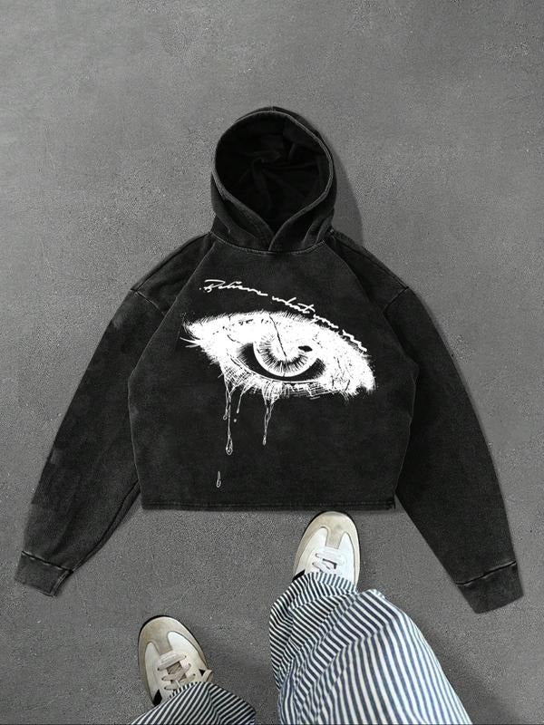 Men's Hooded Sweatshirt for Fall & Winter, Drawstring Graphic Hoodie, Durable Drawstring Design, Casual Loose Fit,...