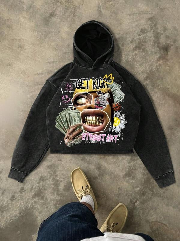 Men's Hooded Sweatshirt, All-Day Comfort and Warmth, Perfect, Casual Style, Long Sleeve, Cartoon Pattern, Fall & Winter,...