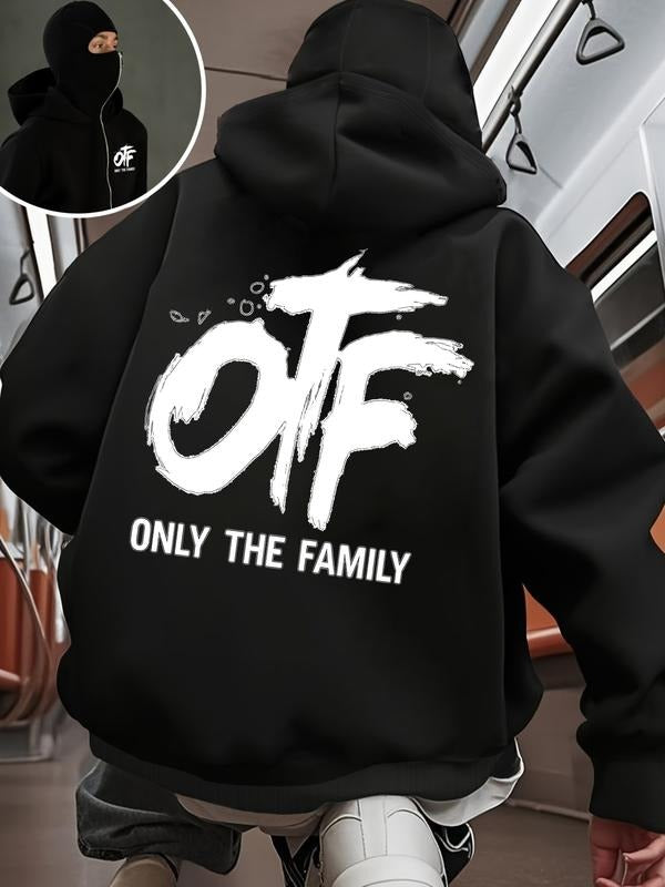 Men's Hoodie, 'Only The Family (OF)' Artistic Graphic Print, Streetwear Hip-Hop Outfit for Trendsetters, Oversize Fit &...
