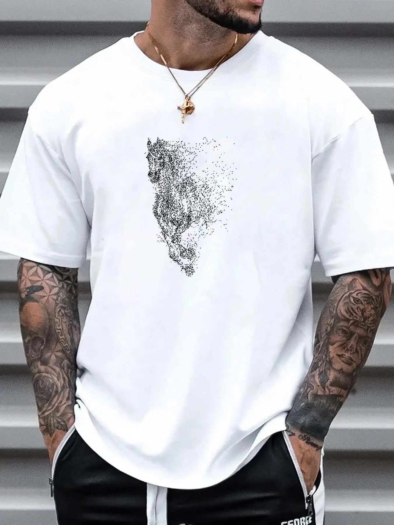 Men's Horse Print Round Neck Tee Summer Clothes, Regular Fit Casual Short Sleeve Crew Neck T-shirt for Summer, Fashion...