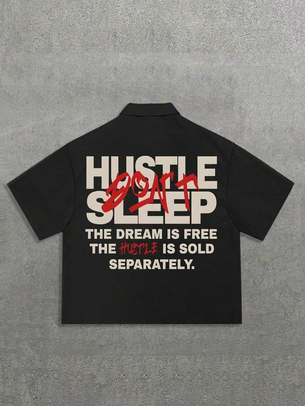 Men's Hustle Sleep The Dream Is Free The Hustle Is Sold Separately Graphic Tee, Regular Fit Casual Short Sleeve T-shirt...