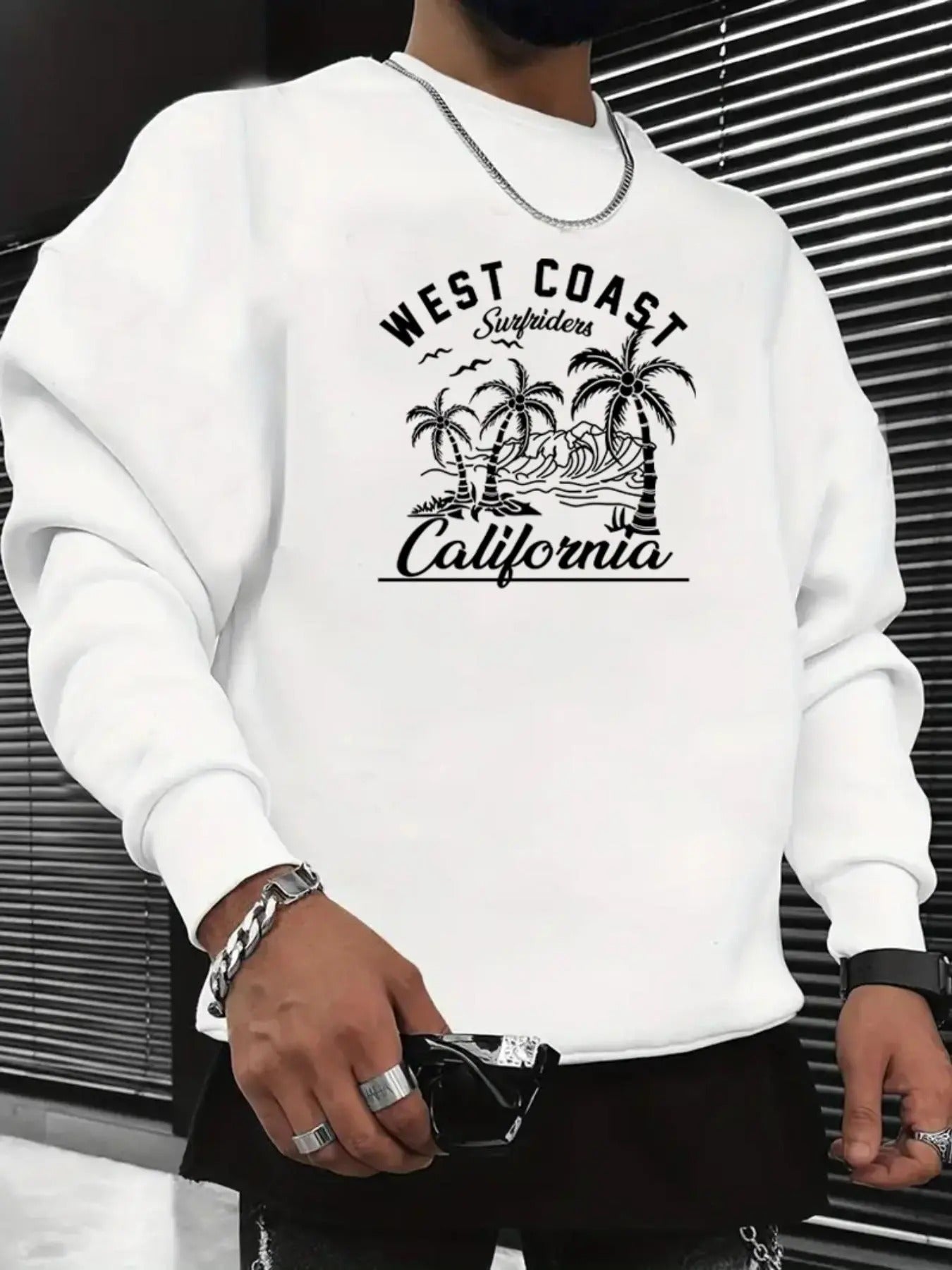 Men's Landscape & Letter Print Drop Shoulder Sweatshirt, Regular Fit Casual Soft Comfy Long Sleeve Round Neck Pullover...