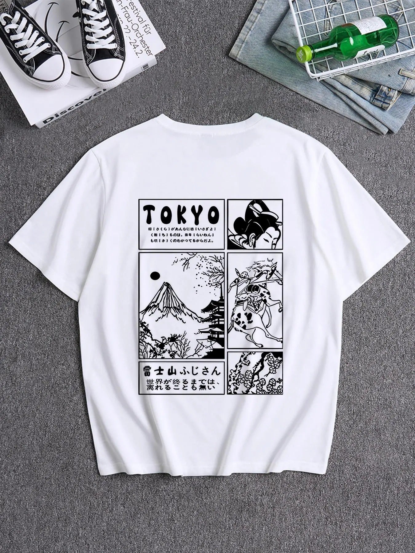 Men's Landscape & Letter Print Round Neck Graphic Tee, Regular Fit Casual Short Sleeve T-shirt for Summer, Men's Top for...