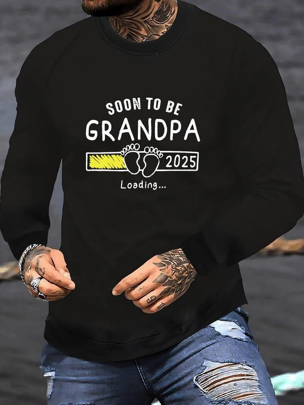 Men's Letter & Figure Print Round Neck Sweatshirt, Regular Fit Casual Long Sleeve Crew Neck Pullover for Fall & Winter,...