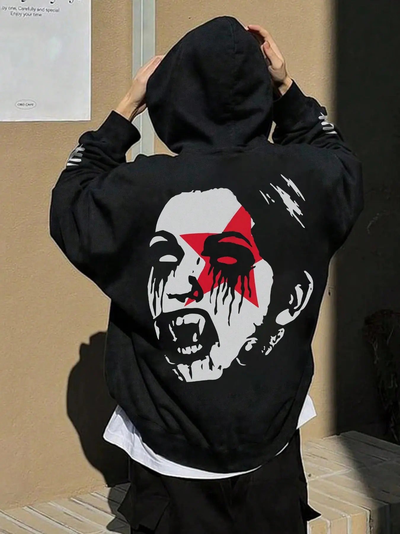 Men's Letter & Girl Face Print Hoodie, Regular Fit Casual Graphic Long Sleeve Hooded Sweatshirt for Fall & Winter, Men's...