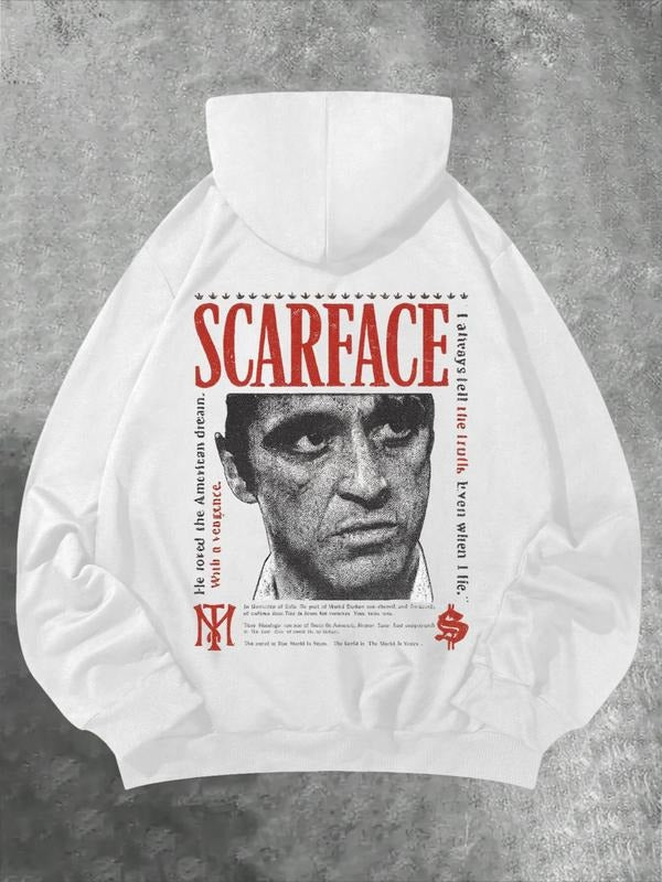 Men's Letter & Graphic Print Hoodie, Fashion Casual Hooded Sweatshirt for Daily Holiday Outdoor Wear, Men Clothes for...