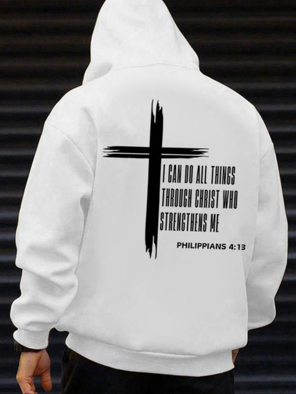 Men's Letter & Graphic Print Hoodie, Fashion Casual Hooded Sweatshirt for Daily Holiday Outdoor Wear, Men Clothes for...