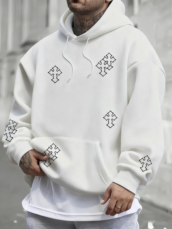 Men's Letter & Graphic Print Hoodie, Fashion Casual Hooded Sweatshirt for Daily Holiday Outdoor Wear, Men Clothes for...
