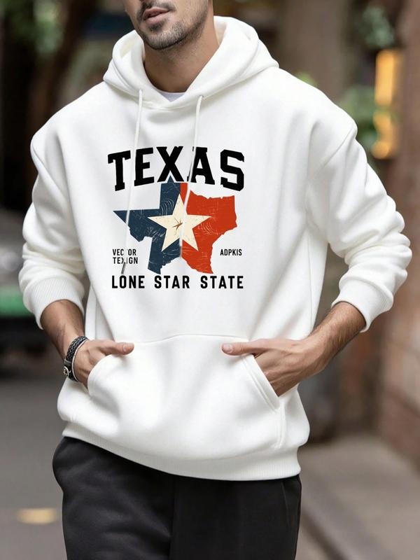 Men's Letter & Graphic Print Hoodie, Fashion Casual Hooded Sweatshirt for Daily Holiday Outdoor Wear, Men Clothes for...