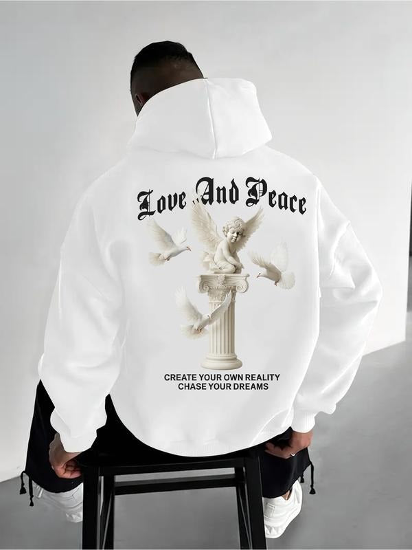 Men's Letter & Graphic Print Hoodie, Fashion Casual Hooded Sweatshirt for Daily Holiday Outdoor Wear, Men Clothes for...