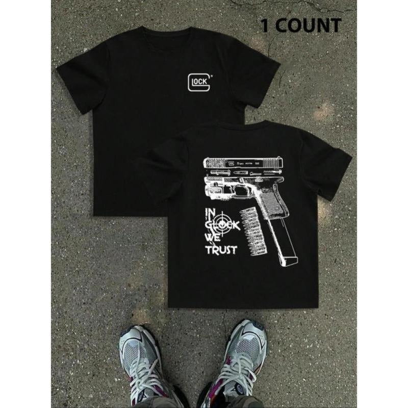 Men's Letter & Lip Print Round Neck Tee, Regular Fit Casual Short Sleeve Crew Neck T-shirt for Summer, Fashion Men's Top...