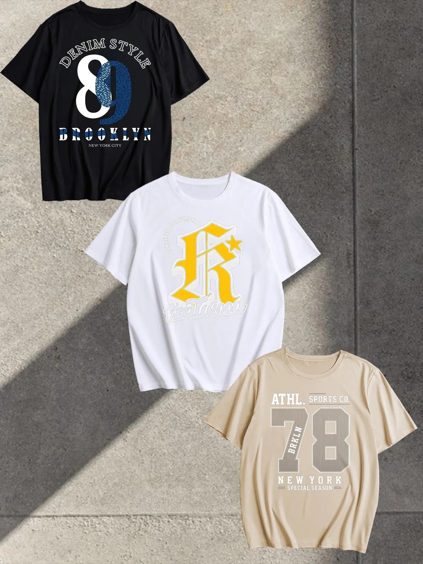 Men's Letter & Number Print Round Neck Tee, Loose Casual Short Sleeve T-shirt for Summer, Men's Top for Daily Wear...