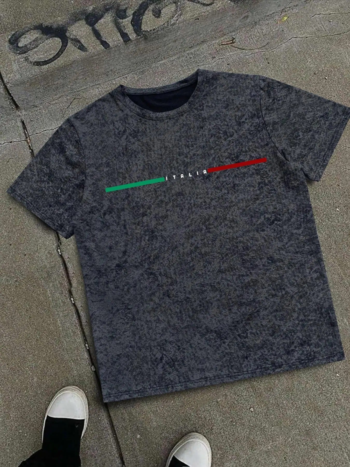 Men's Letter & Striped  Print Round Neck Tee, Casual Short Sleeve Crew Neck T-shirt for Summer, Fashion Men's Top for...