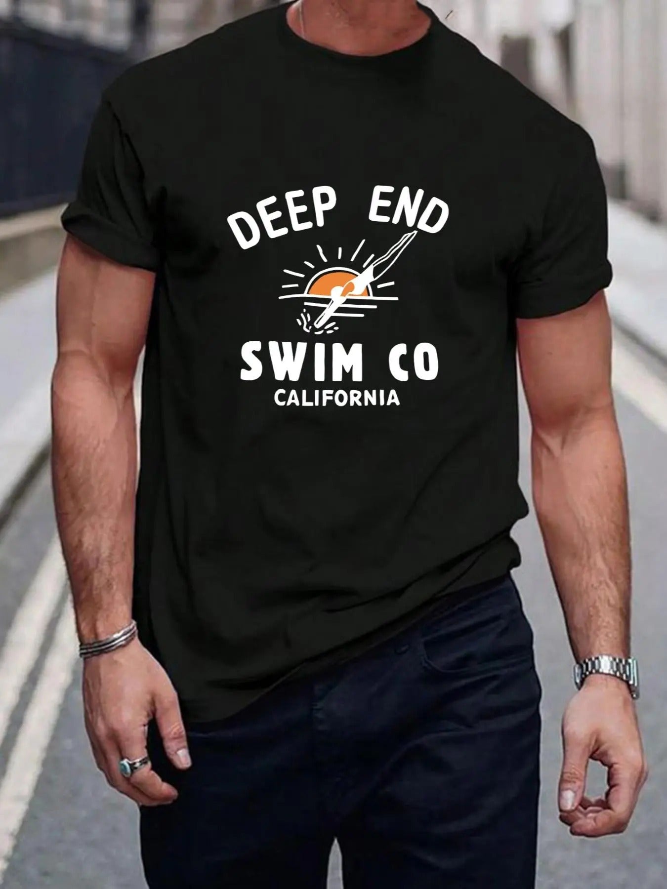 Men's Letter & Sun Print Round Neck Tee, Casual Regular Fit Short Sleeve T-shirt for Summer, Men's Top for Daily Wear...