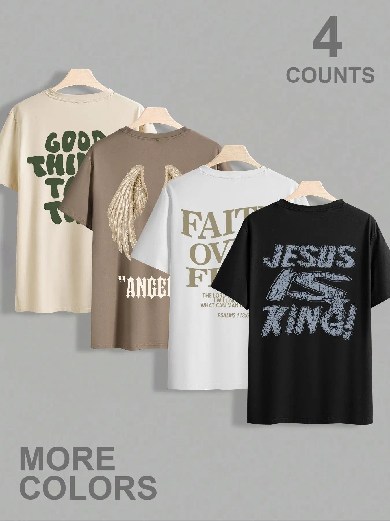 Men's Letter & Wing Print Round Neck Tee, Regular Fit Casual Short Sleeve T-shirt for Summer, Men's Top for Daily Wear...