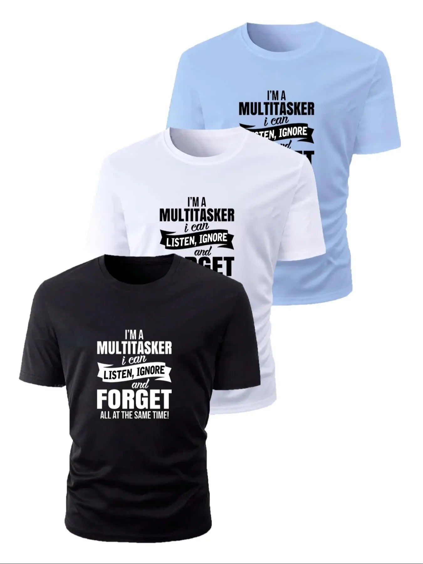 Men's Letter Graphic Print Round Neck  Tee, Regular Fit Casual Comfy Breathable  Short Sleeve Crew Neck  T-shirt for...