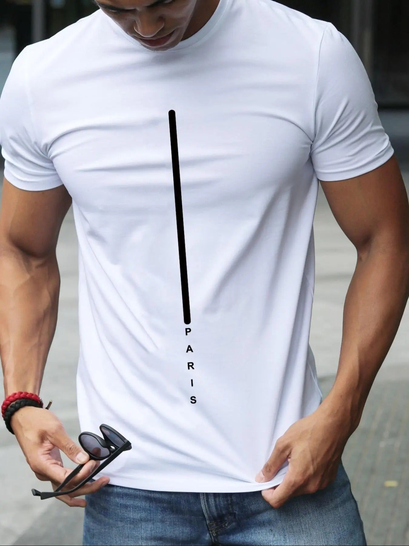 Men's Letter Graphic Print Round Neck Tee, Regular Fit Casual Fashion Short Sleeve T-shirt for Summer, Men's Top for...