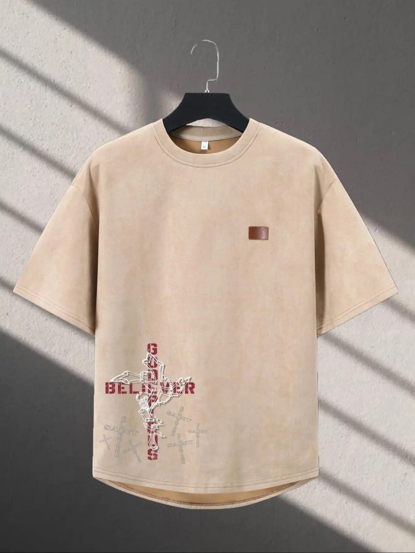 Men's Letter Print   Tee, Loose Casual Street Short Sleeve Round Neck T-shirt for Spring & Summer, Men's Top for Daily...
