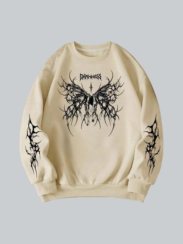 Men's Letter Print Drop Shoulder Sweatshirt, Casual Loose Long Sleeve Round Neck Pullover for Fall & Winter, Men's...