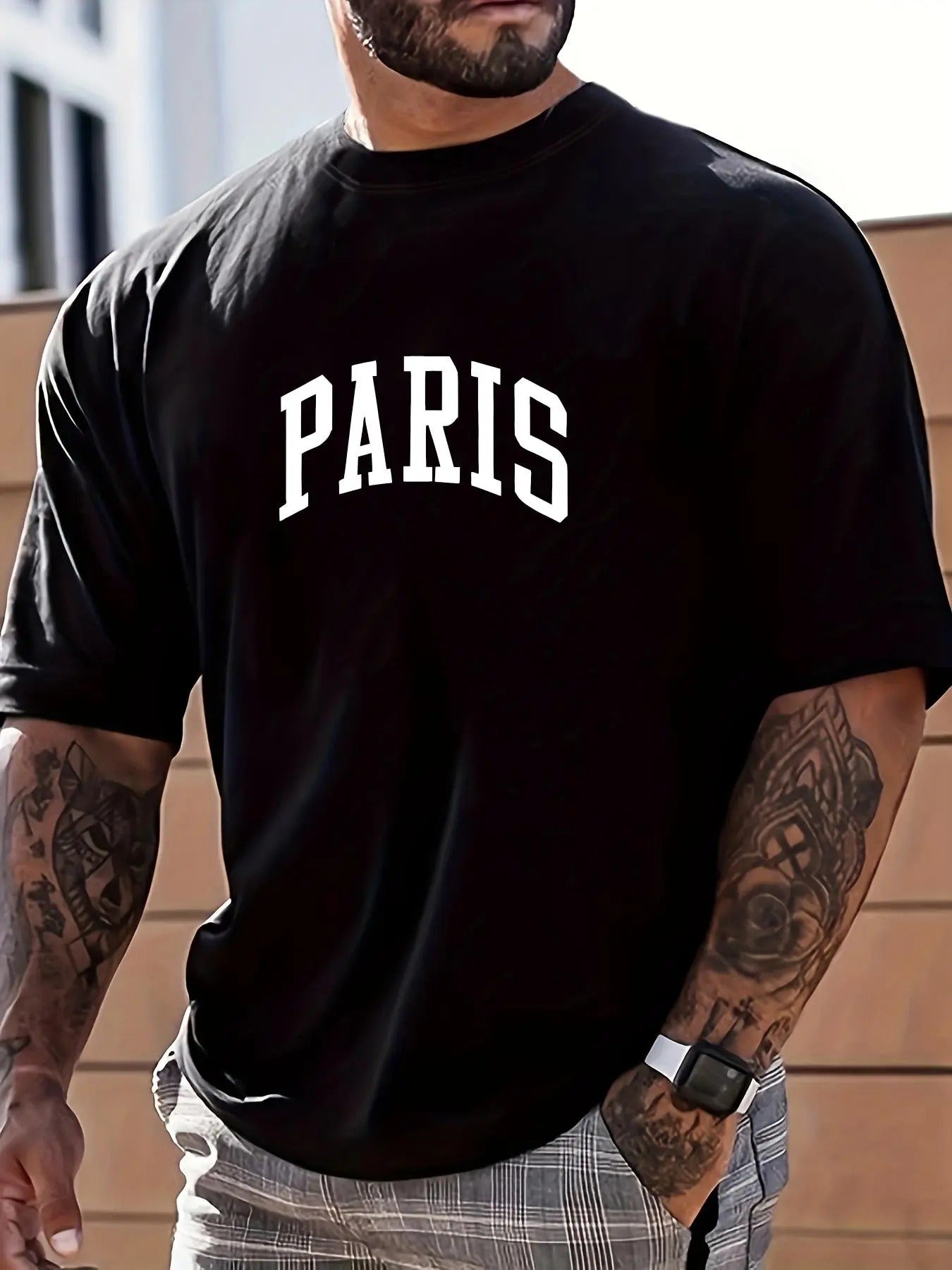 Men's Letter Print Drop Shoulder Tee Summer Clothes, Casual Regular Fit Short Sleeve Round Neck T-Shirt for Summer, Men's...