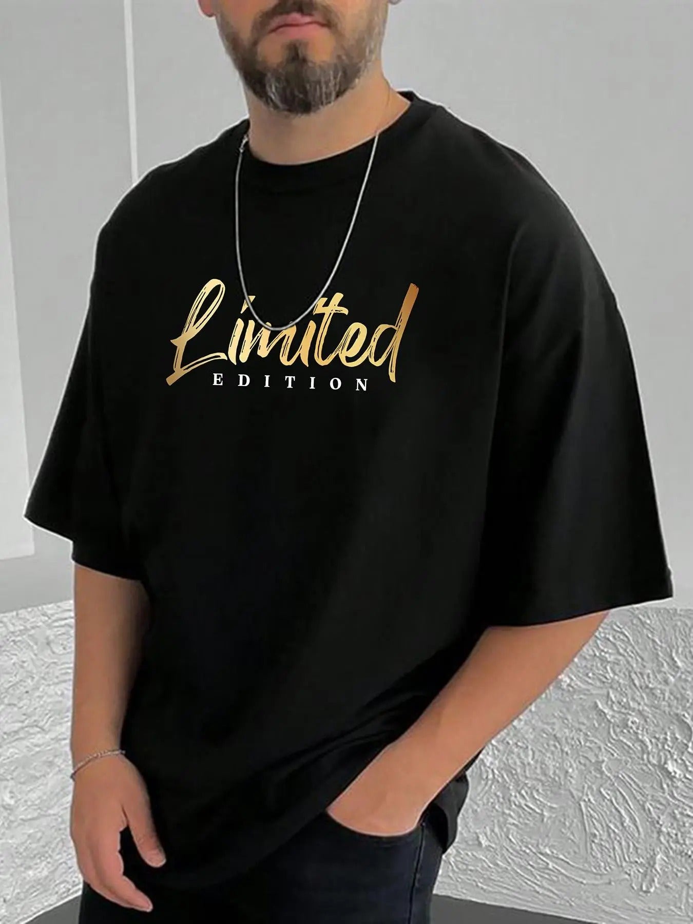 Men's Letter Print Drop Shoulder Tee, Casual Half Sleeve Round Neck T-shirt for Summer, Menswear for Daily Wear Hoodie,...