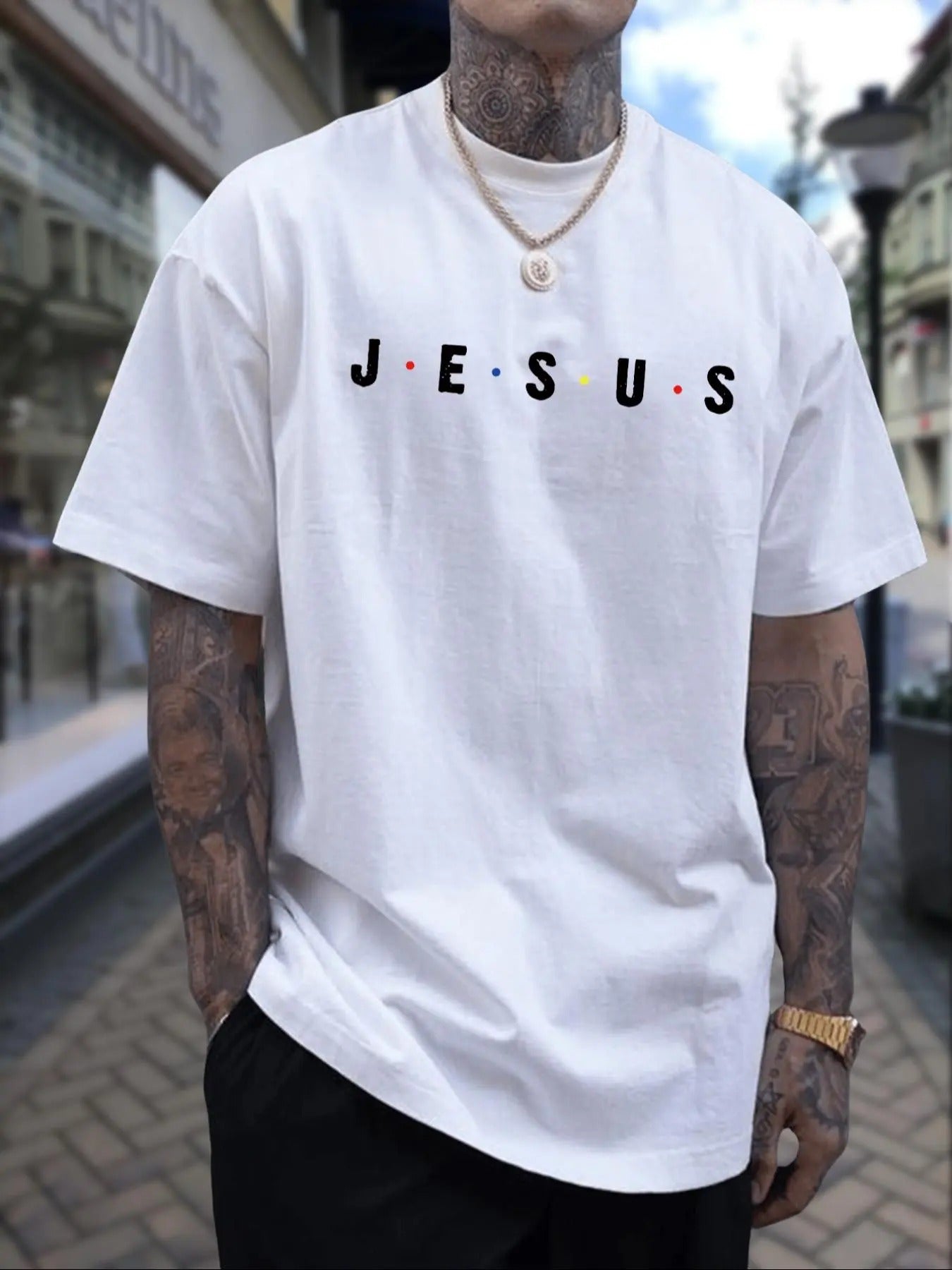 Men's Letter Print Drop Shoulder Tee, Regular Fit Casual Short Sleeve Round Neck T-shirt, Men's Top for Daily Wear...