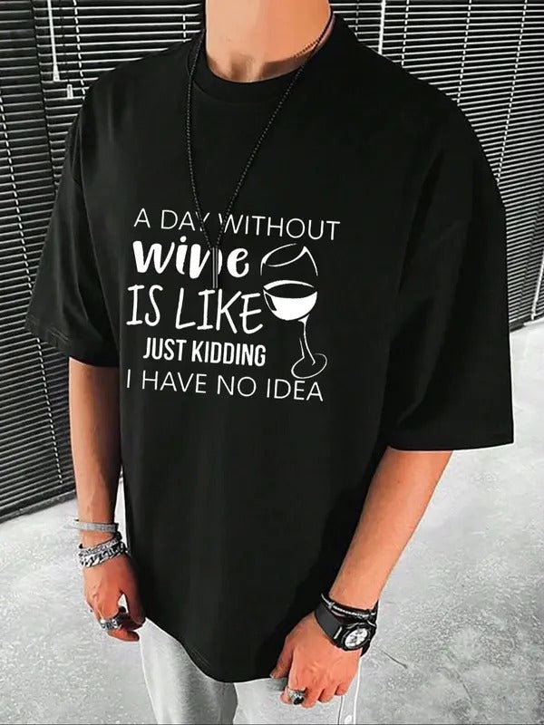 Men's Letter Print Drop Shoulder Tee, Street Fashion Half Sleeve Round Neck Tee for Daily Wear, Menswear, Summer Trendy...