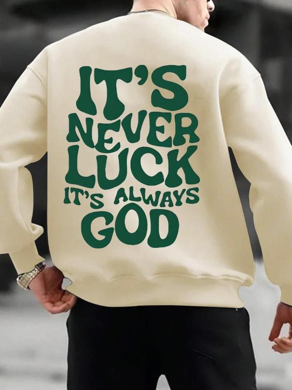 Men's Letter Print Drop Shoulder Thermal Lined Sweatshirt, Regular Fit Casual Soft Comfy Long Sleeve Round Neck Pullover...