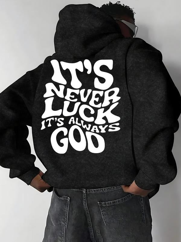 Men's Letter Print Graphic Hoodie, Regular Fit Fashion Long Sleeve Hooded Sweatshirt for Daily Holiday Outdoor Wear, Men...