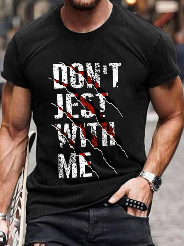 Men's Letter Print Graphic Round Neck Tee, Regular Fit Casual Short Sleeve Crew Neck T-shirt for Summer, Fashion Men's...
