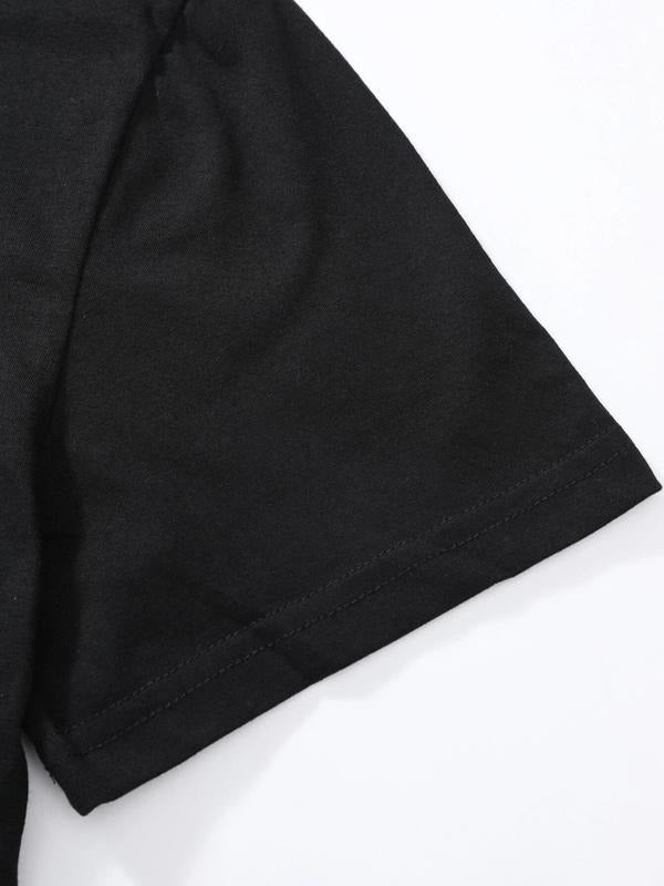 Men's Letter Print Graphic Short Sleeve T-Shirt, Loose Fit Comfortable Sportswear, Perfect for Daily Wear and Casual...