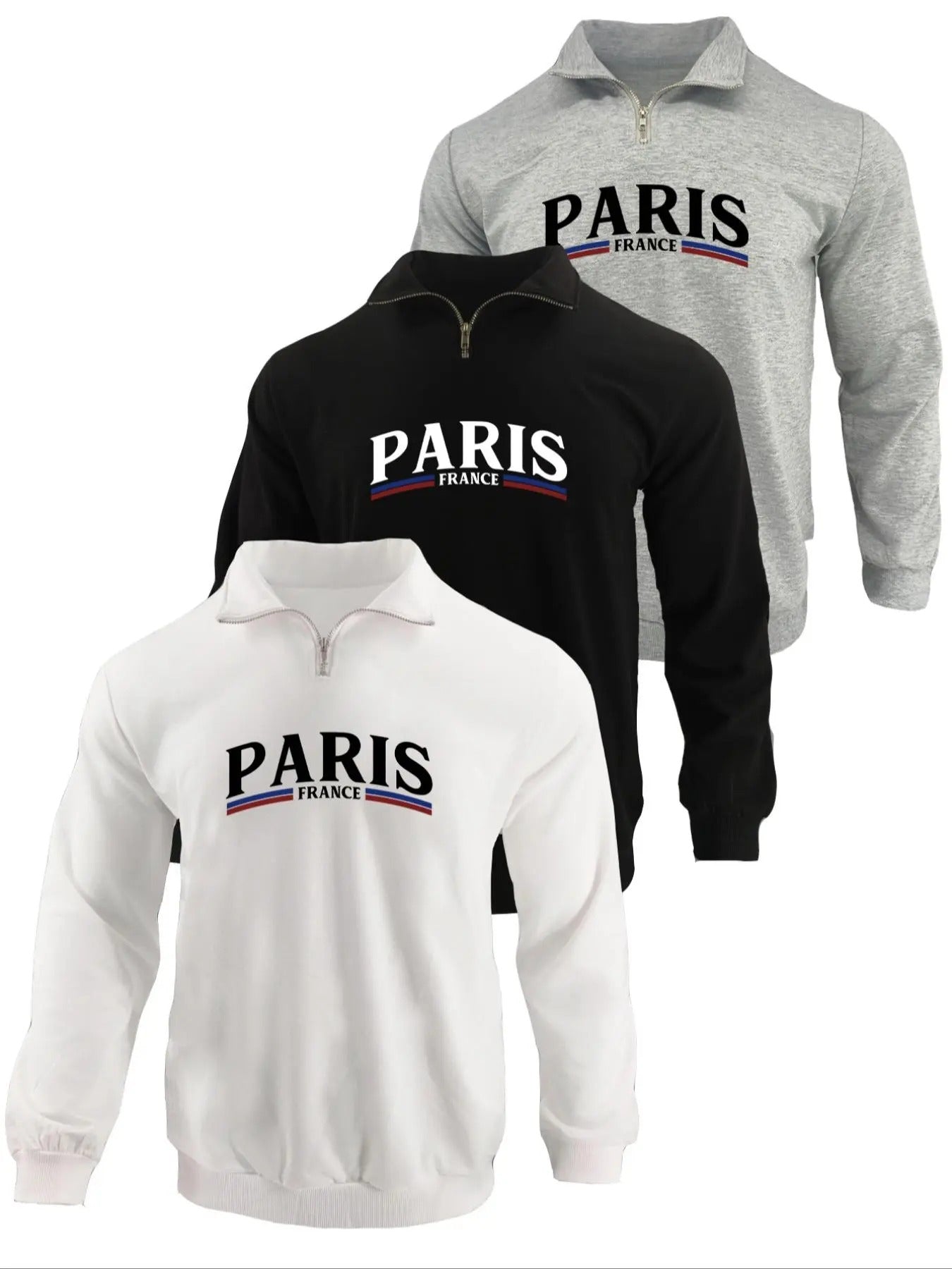 Men's Letter Print Half Zip Up Sweatshirt, Casual Regular Fit Long Sleeve Funnel Neck Pullover for Fall & Winter, Men's...