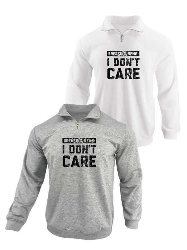 Men's Letter Print Half Zip Up Sweatshirt, Regular Fit Casual Long Sleeve Collar Pullover for Spring & Fall, Fashion...