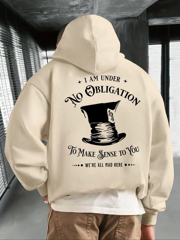 Men's Letter Print Hooded Sweatshirt with Fleece Lining, Casual Unisex Pullover for Fall & Winter Outdoor Wear T-Shirts,...