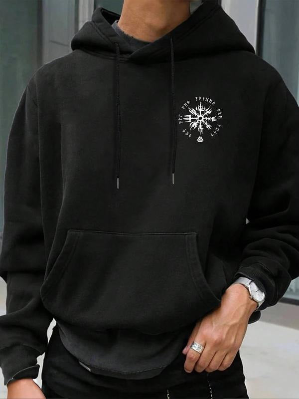 Men's Letter Print Hoodie, Casual Loose Long Sleeve Hooded Sweatshirt for Fall & Winter, Fashion Men's Clothes for Daily...
