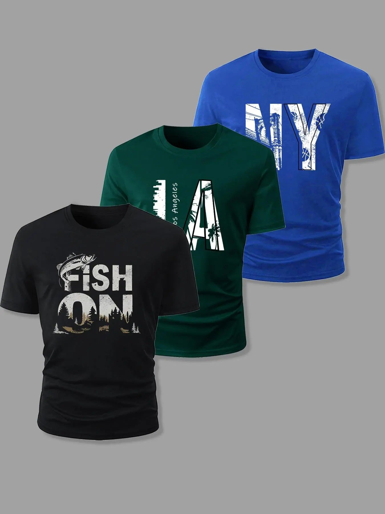 Men's Letter Print Round Neck Graphic Tee, Regular Fit Casual Short Sleeve T-shirt for Summer, Men's Top for Daily Wear...