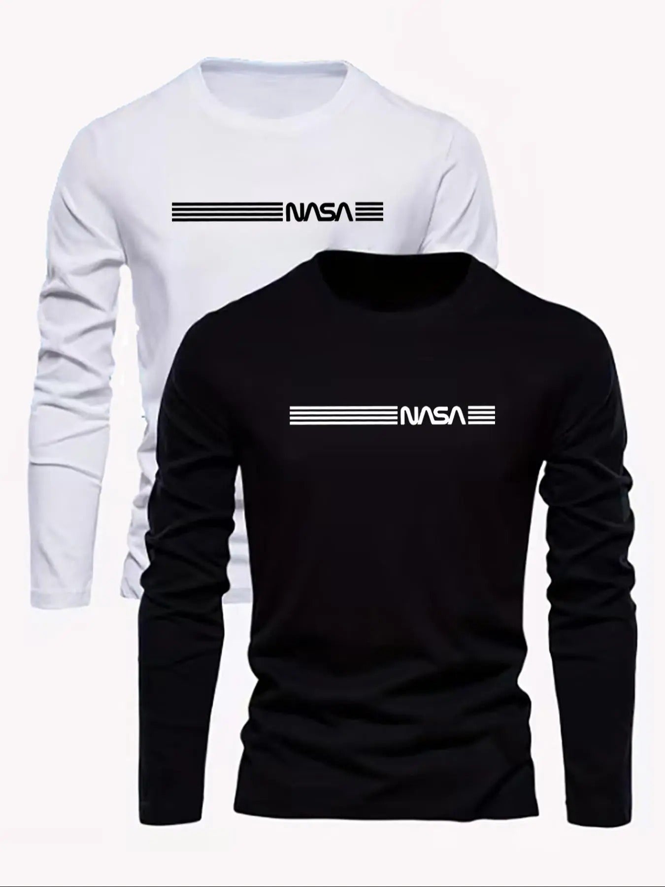 Men's Letter Print Round Neck Long Sleeve Tee, Casual Crew Neck T-shirt for Spring & Fall, Men's Top for Daily Wear...