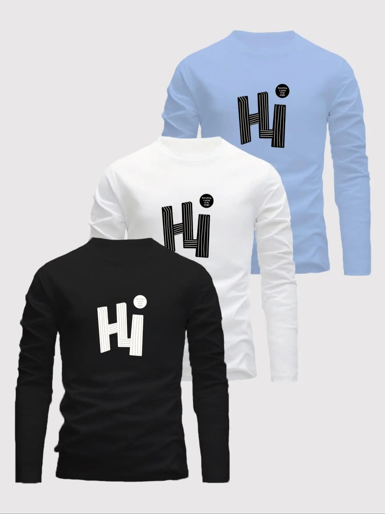 Men's Letter Print Round Neck Long Sleeve Tee, Regular Fit Casual Crew Neck T-shirt for Daily Wear, Men's Top for Spring...