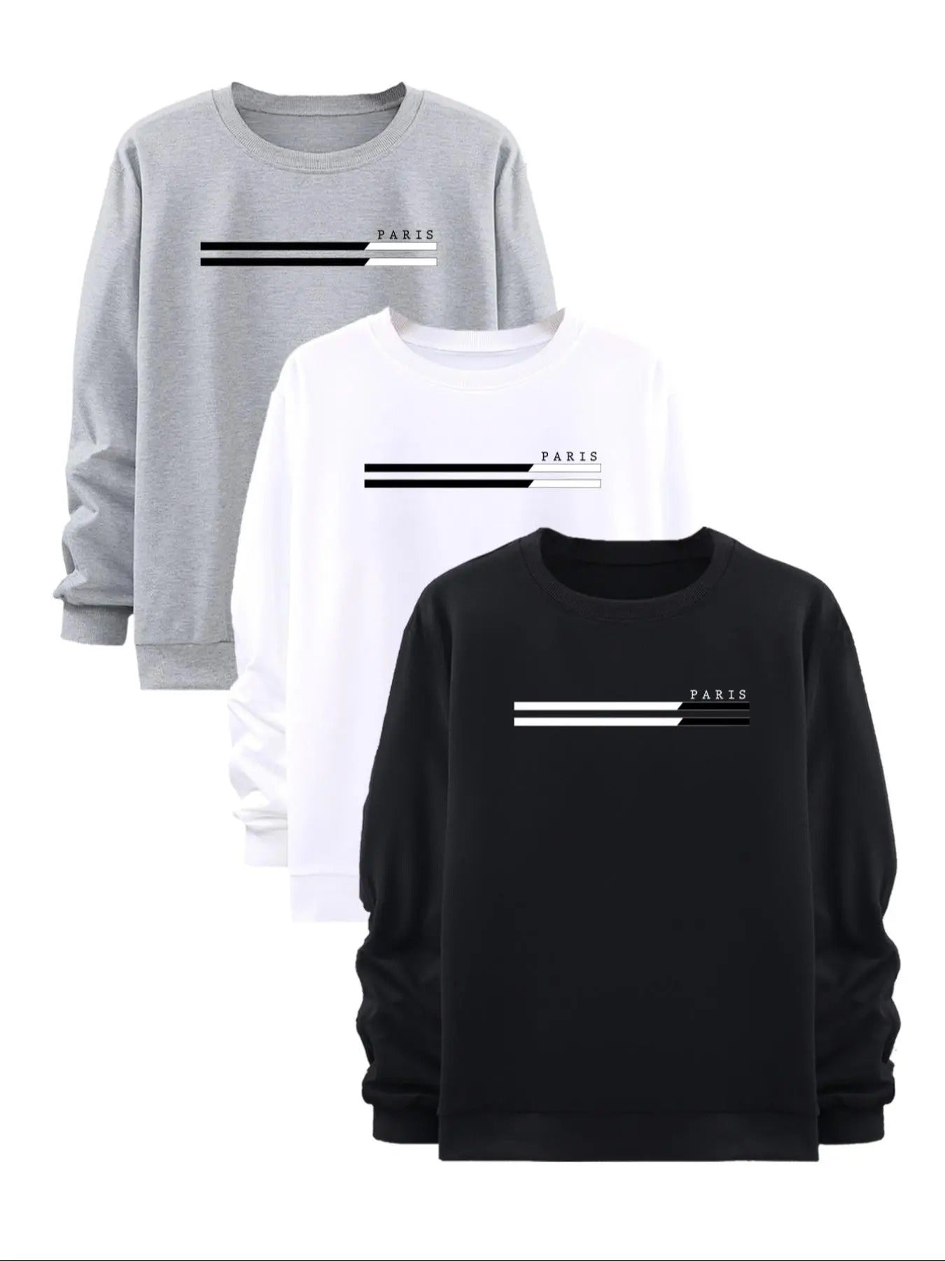 Men's Letter Print Round Neck Sweatshirt, Casual Long Sleeve Crew Neck Pullover for Fall & Winter, Men's Clothes for...