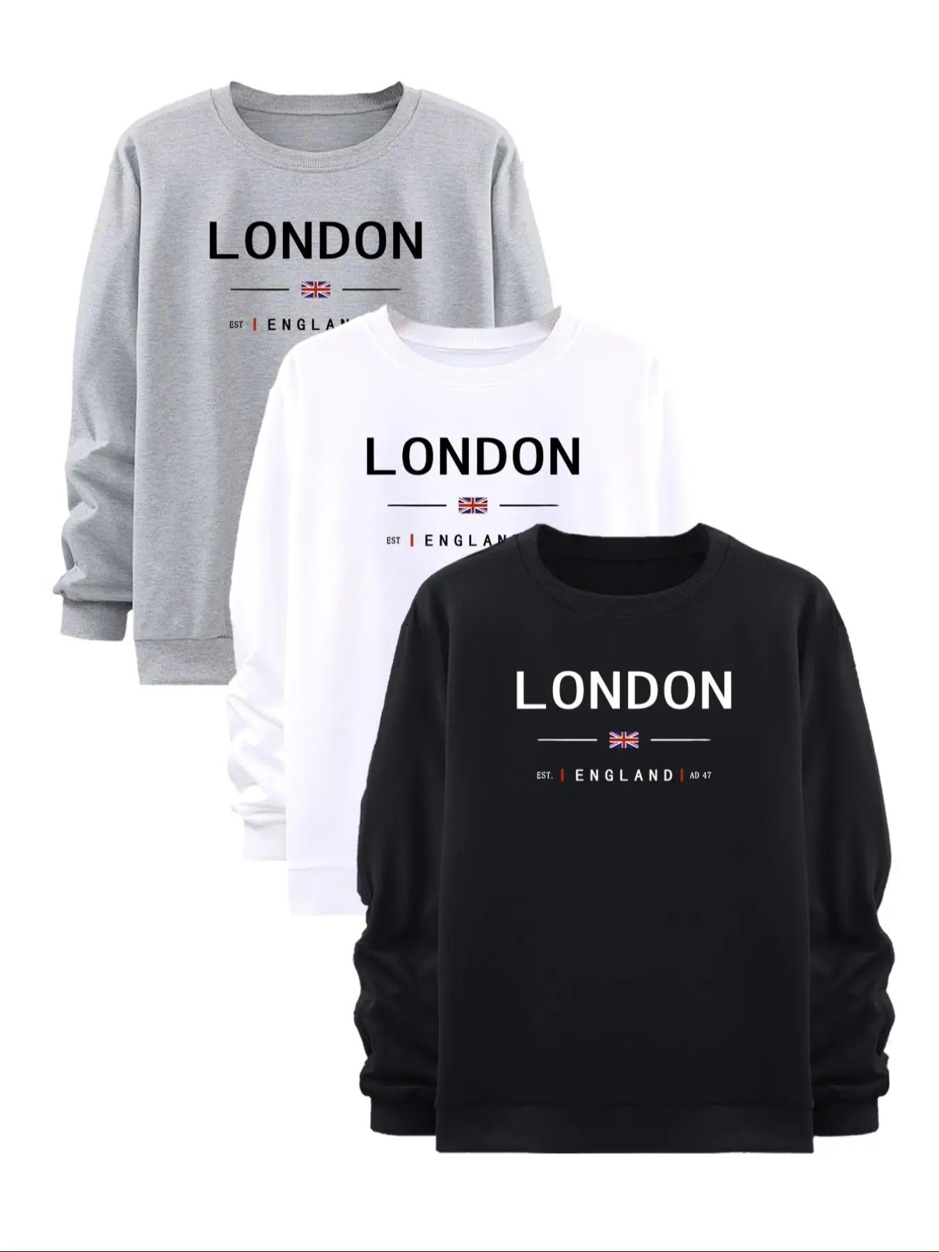 Men's Letter Print Round Neck Sweatshirt, Casual Long Sleeve Pullover for Fall & Winter, Men's Clothes for Daily Wear...