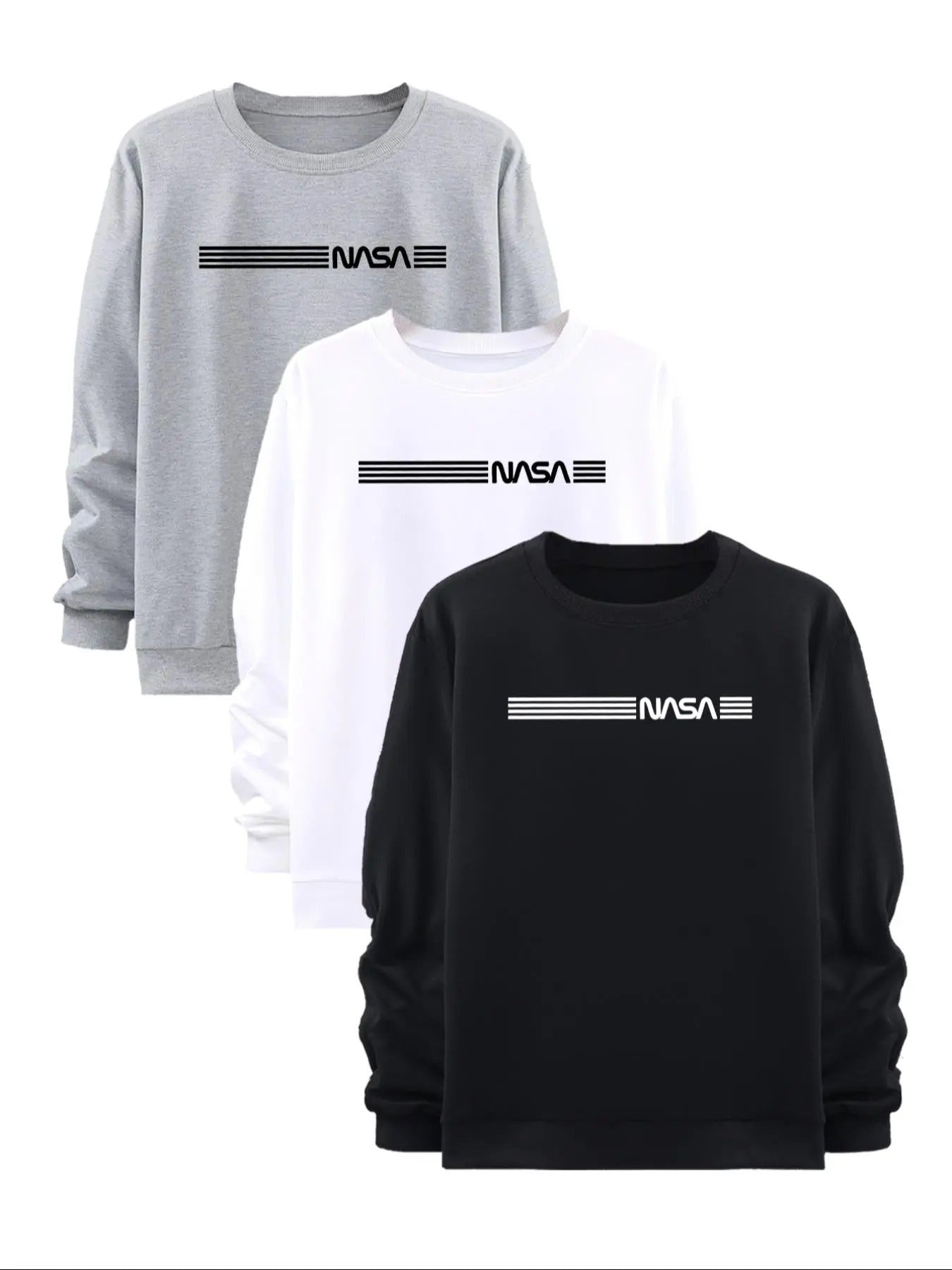 Men's Letter Print Round Neck Sweatshirt, Casual Long Sleeve Pullover for Fall & Winter, Men's Clothes for Daily Wear...