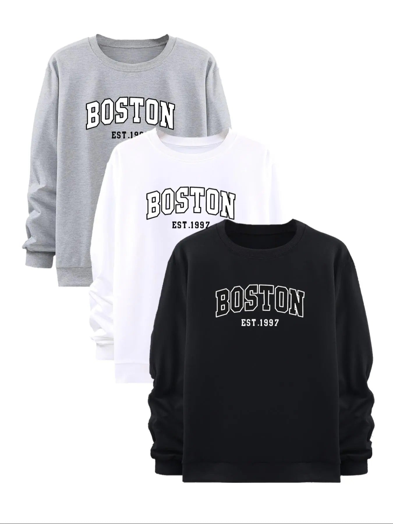 Men's Letter Print Round Neck Sweatshirt, Casual Long Sleeve Pullover for Fall & Winter, Men's Clothes for Daily Wear...